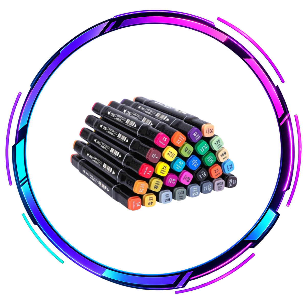 Deli Dual-Tip Sketch Markers – 30 Colours with Carry Case