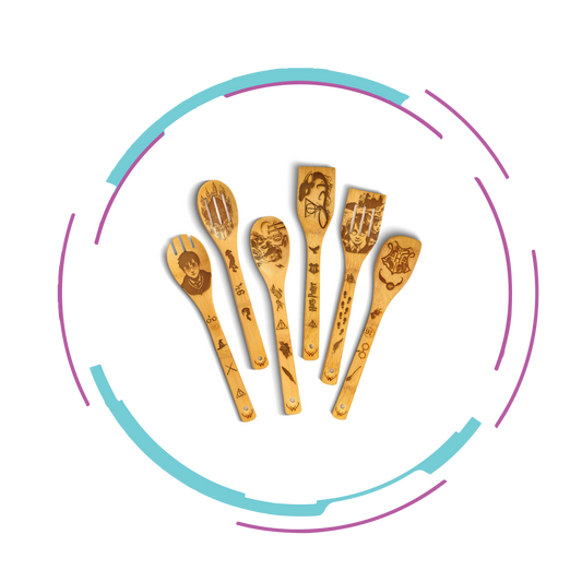 Harry Potter Themed 6-Piece Wooden Utensil Set